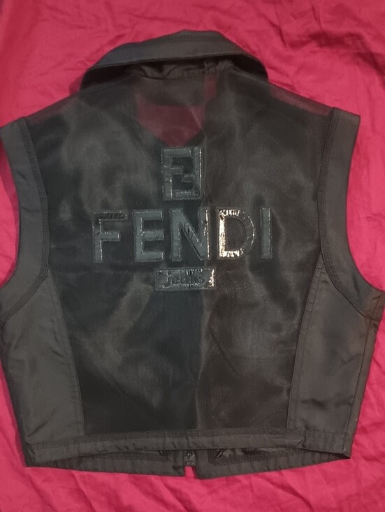 Fendi Jackets & Blazers - Vintage Fendi Black Prominent Logo Sheer Zip Up Mesh Vest Woman Size 2 Like New